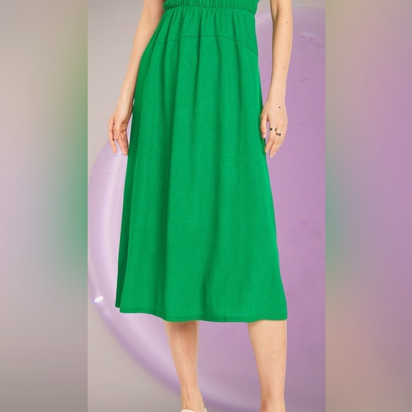 NWTS💓GAP OLD NAVY XL💓SPRING GREEN GAUZE CREPE FLUTTERED SLEEVE MIDI SUNDRESS - Picture 6 of 15